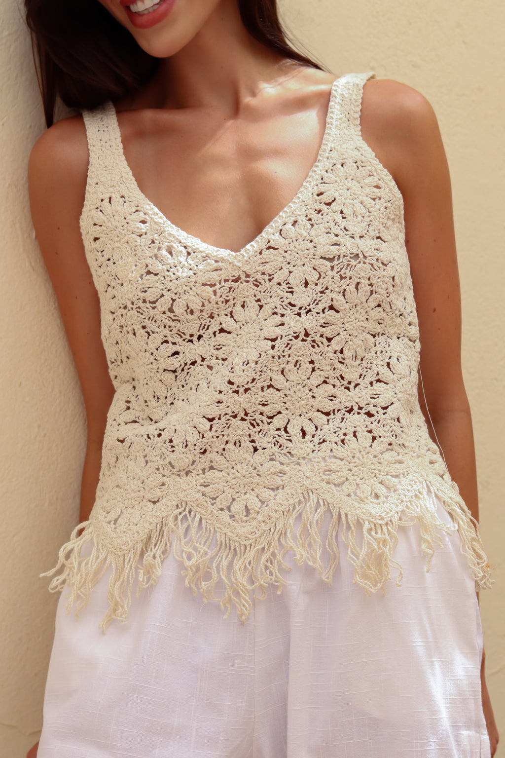 SIMA Crochet Fringe Top